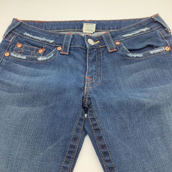 True Religion Womens Bobby Boot Cut Distressed Denim Jeans Blue Size 31 - Picture 6 of 9